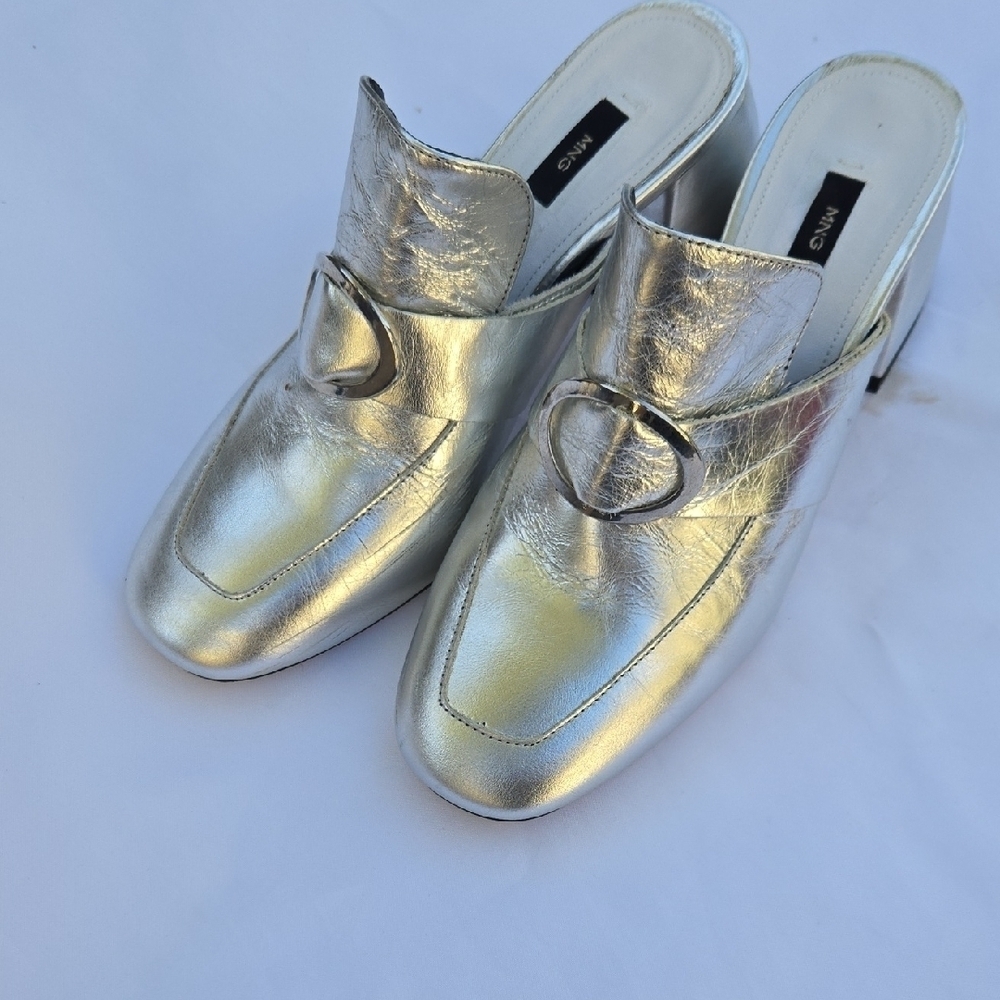 Mango Metallic Silver Mules - Picture 3 of 11